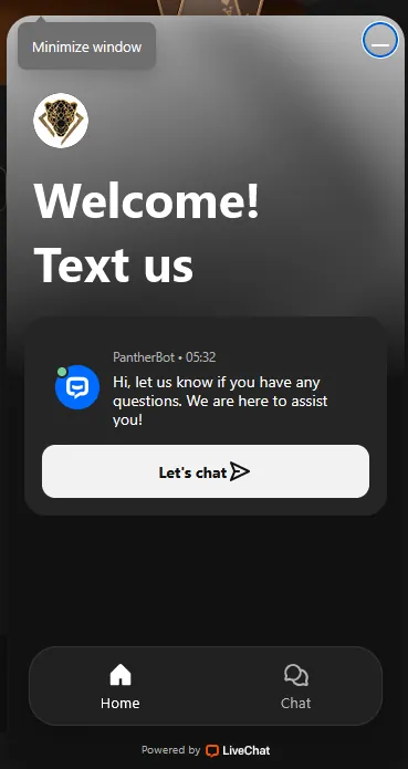 PantherBet live chat