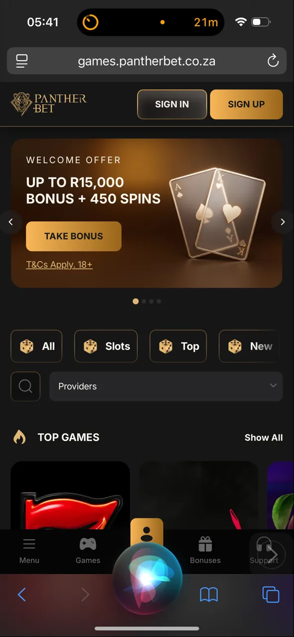 PantherBet mobiele casino